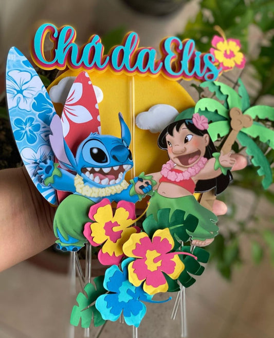 Topo de Bolo Shaker - Lilo e Stich